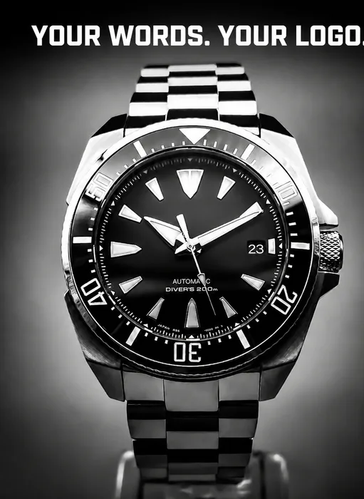 Custom-engraved dive watch — your words, your logo